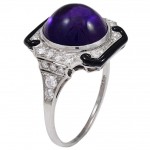 Enamel-Amethyst-Diamond-Platinum-Ring