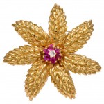 Ruby-and-Diamond-Yellow-Gold-Flower-Brooch