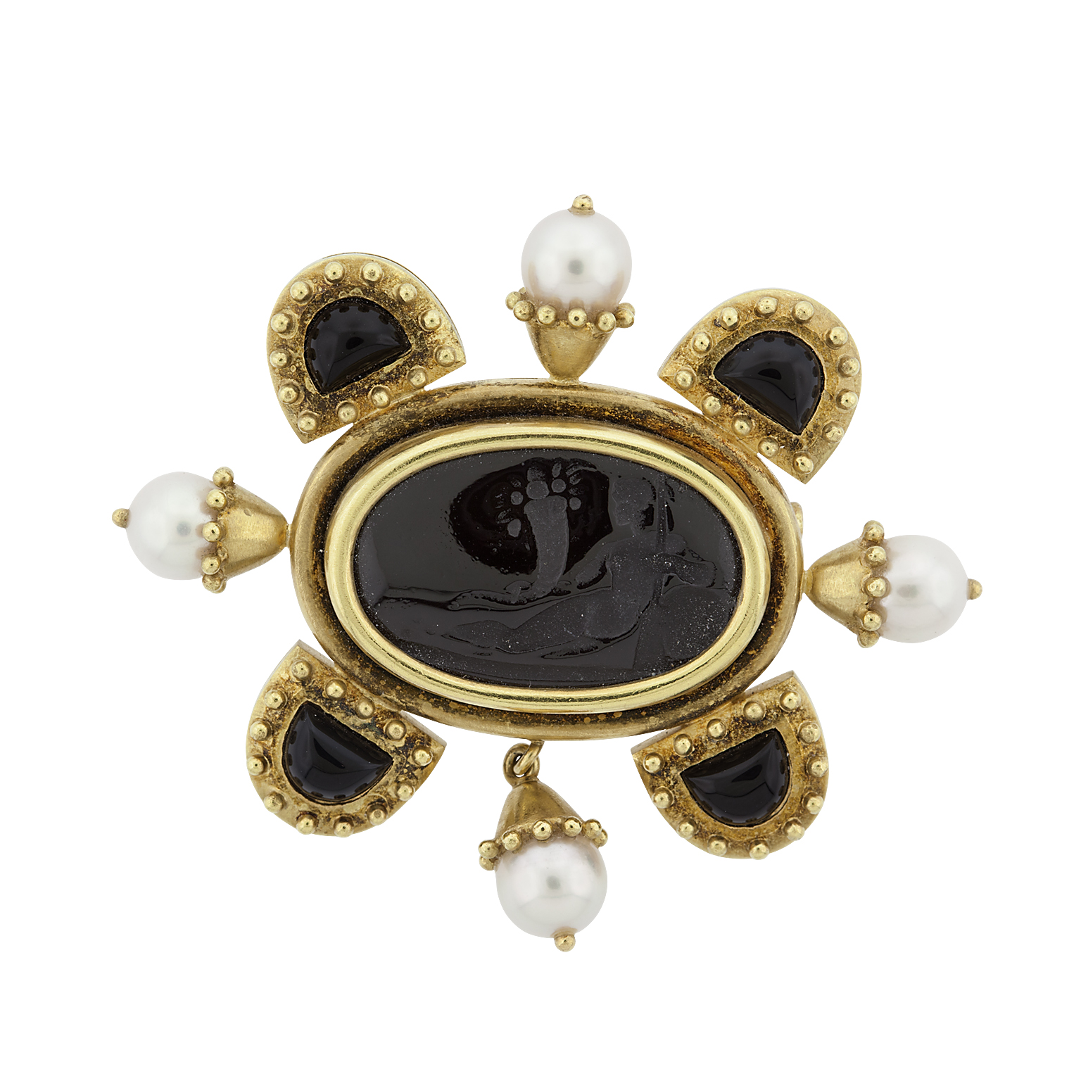 Vintage Elizabeth Locke Brooch Pin 18K Gold Gem Estate Jewel