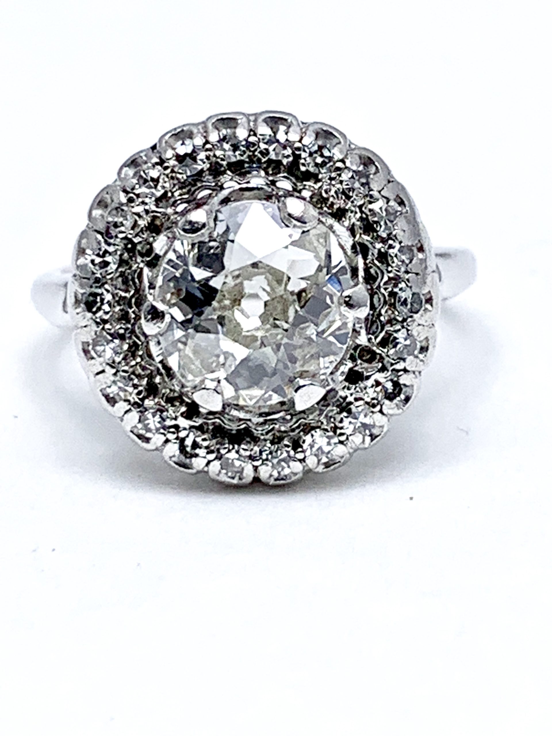 1.48 Carat Old European Cut and Single Cut Diamond White Gold Ring