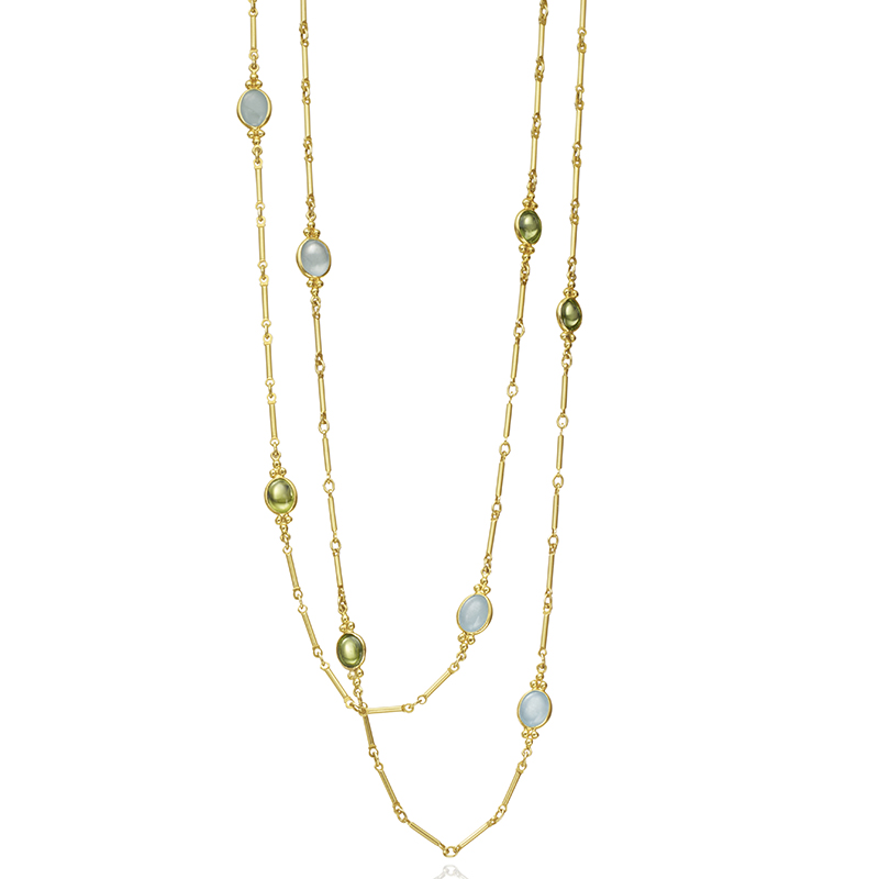 Aquamarine & Freshwater Pearl Layered Station Necklace