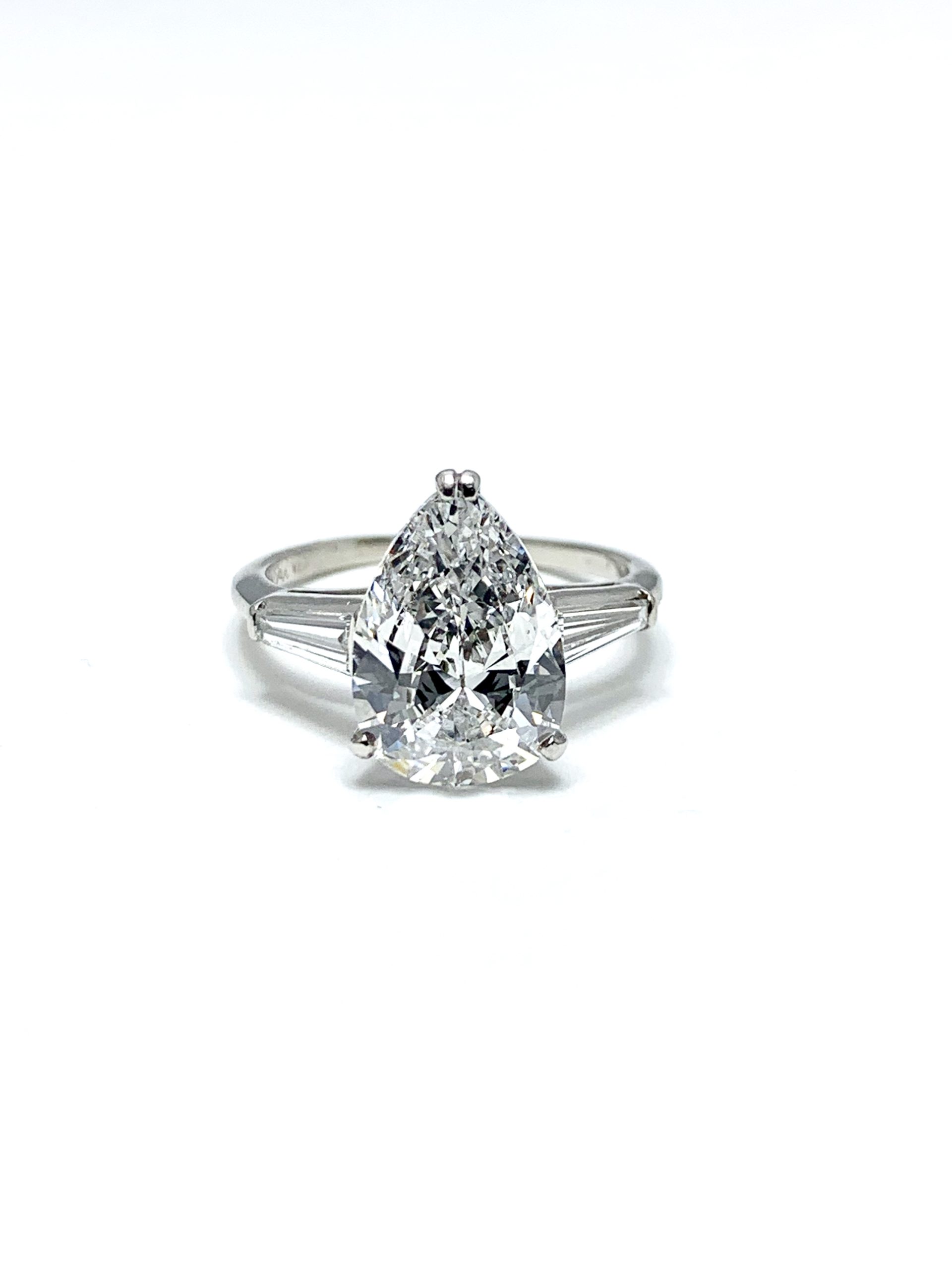 Pear-Shaped Diamond Engagement Ring 2 cts tw Round & Baguette 10K Whte Gold  | Kay