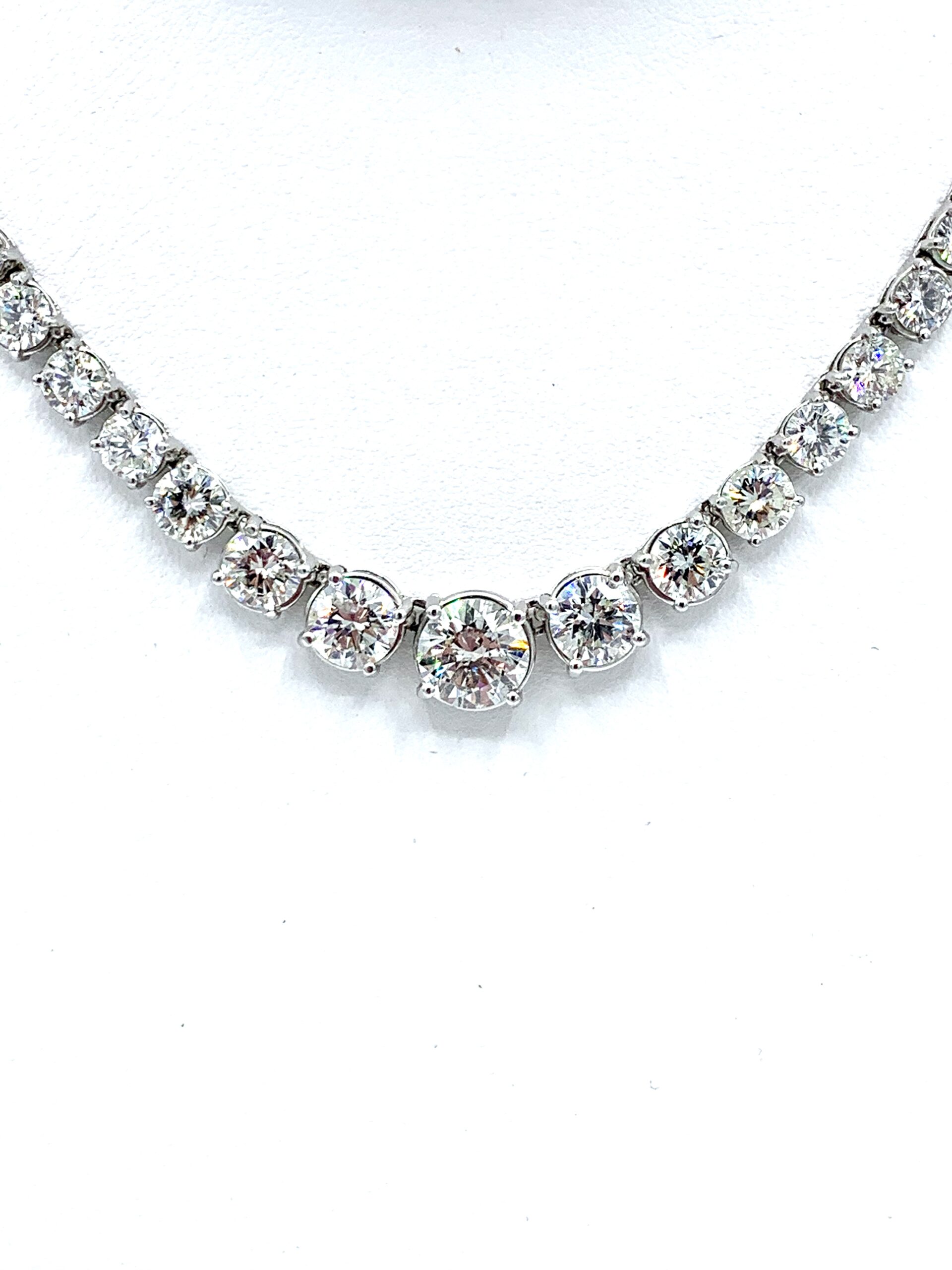 Three Row Three Prong Diamond Riviera Necklace