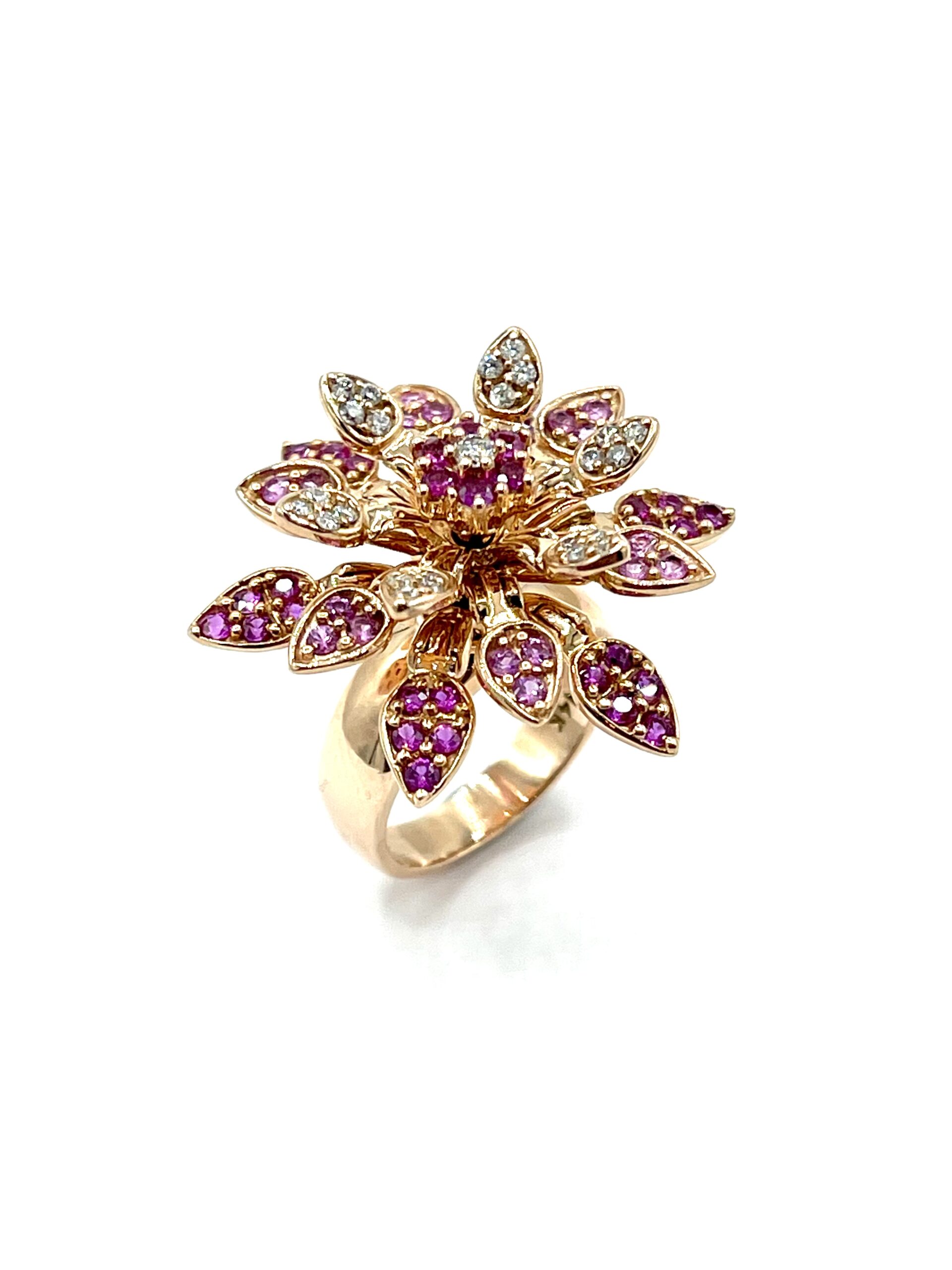 Effy Pink Sapphire and Diamond Blossoming Flower Rose Gold Cocktail Ring