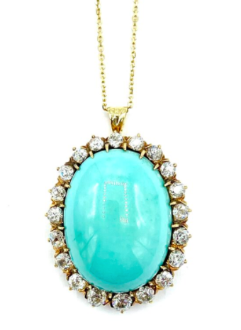 Popular Vintage Jewelry, Turquoise Old European Cut Necklace