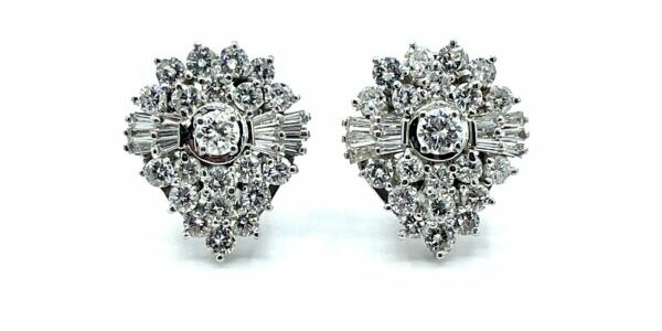 Baguetter Diamond Earrings, Antique Jewelry