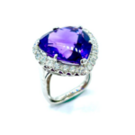 12.88 CARAT HEART SHAPE AMETHYST AND DIAMOND RING