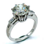 RETRO 3.58 CARAT ROUND BRILLIANT DIAMOND PLATINUM ENGAGEMENT RING