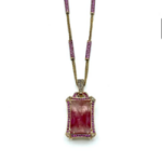 ROBERT WANDER 35.17 CARAT EMERALD CUT PINK TOURMALINE AND DIAMOND NECKLACE