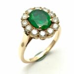 1.74 CARAT NATURAL OVAL EMERALD AND DIAMOND ROSE GOLD RING