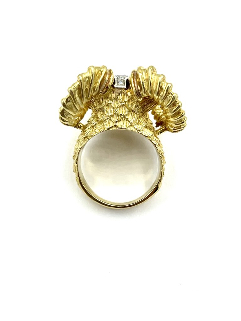 Gold ram head ring hotsell