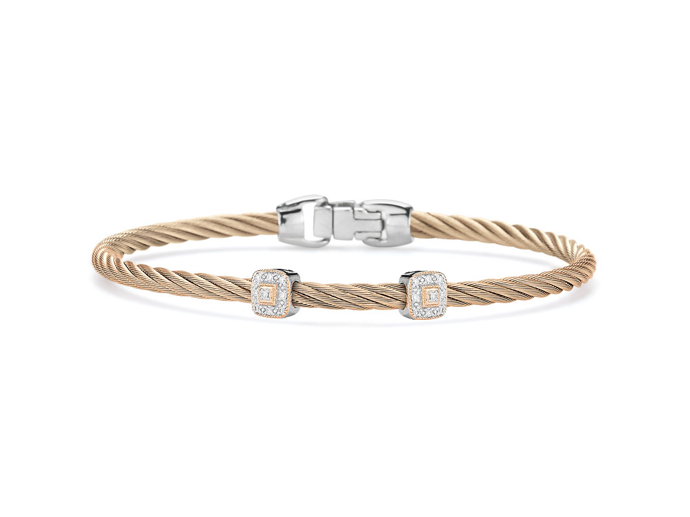 ALOR Carnation Cable Essential Stackable Bracelet with Single Large Square  Diamond station set in 18kt White Gold – Luxury Designer & Fine Jewelry -  ALOR