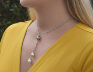 Women wearing necklace fore Mother's day jewelry