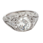 ROUND TRANSITIONAL CUT DIAMOND PLATINUM ENGAGEMENT RING
