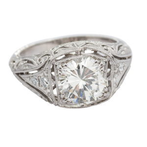 ROUND TRANSITIONAL CUT DIAMOND PLATINUM ENGAGEMENT RING