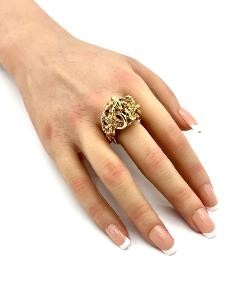 Tiffany & Co. Domed Chain Link 18K Yellow Gold Ring