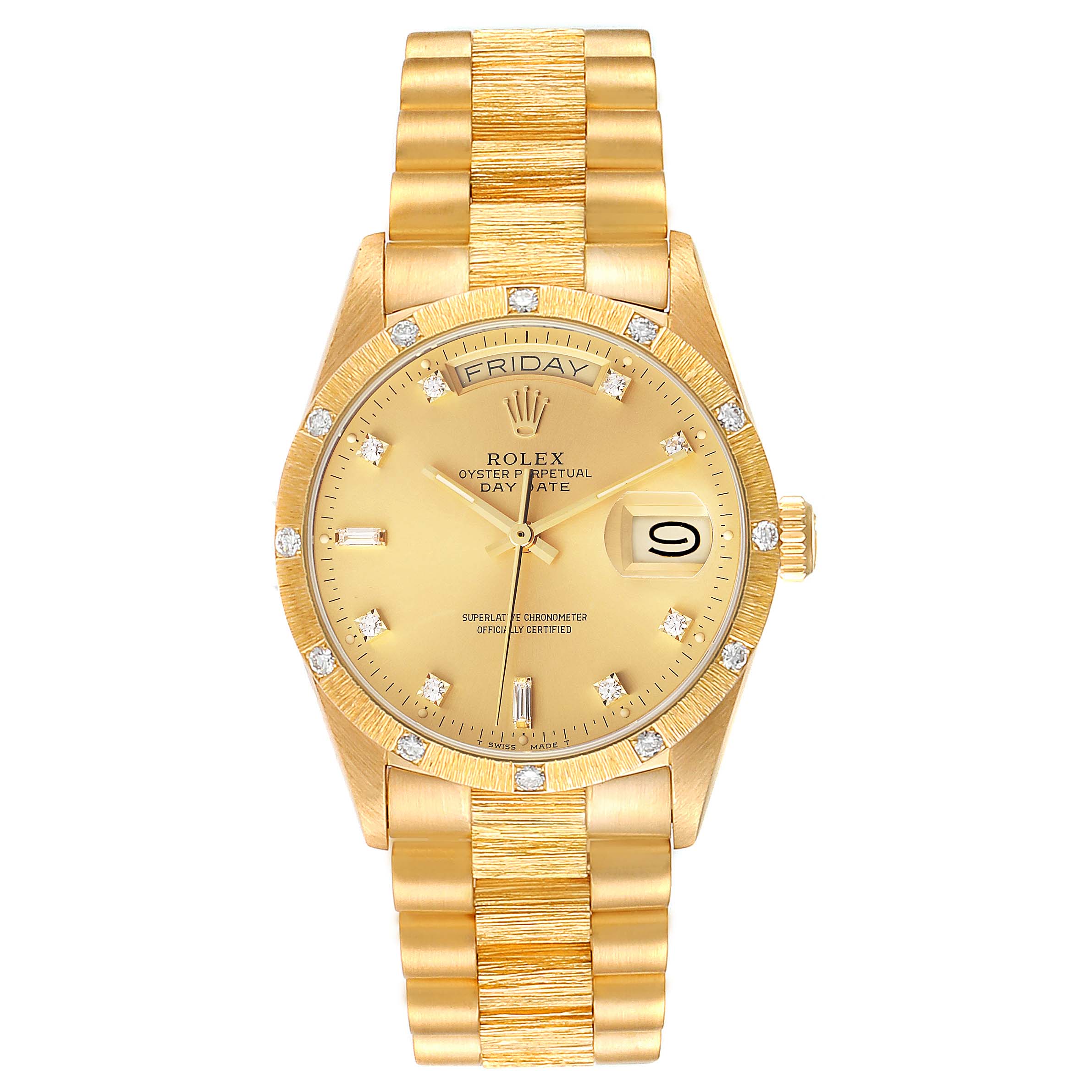 Rolex bark finish president sales