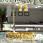 Matching Gold Diamond Bangle Bracelet and Hoop Earring set Charles Schwartz & Son Jewelers Chevy Chase MD Washington DC
