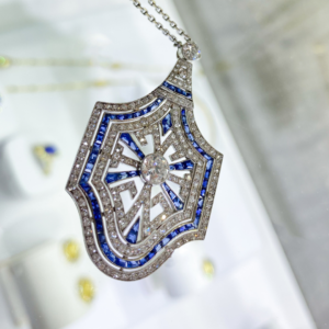 Sapphire and Diamond Pendant Necklace Charles Schwartz & Son Chevy Chase MD Washington DC