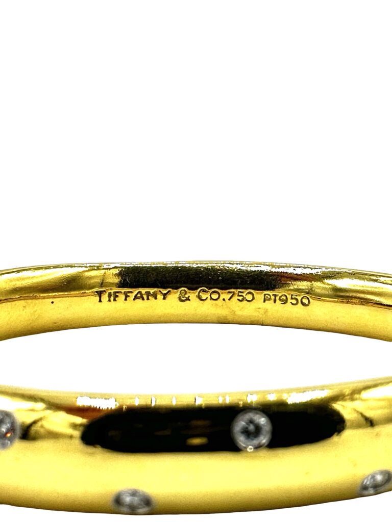 Vintage Tiffany Etoile Diamond Bangle 18k Yellow Gold Circa 1990